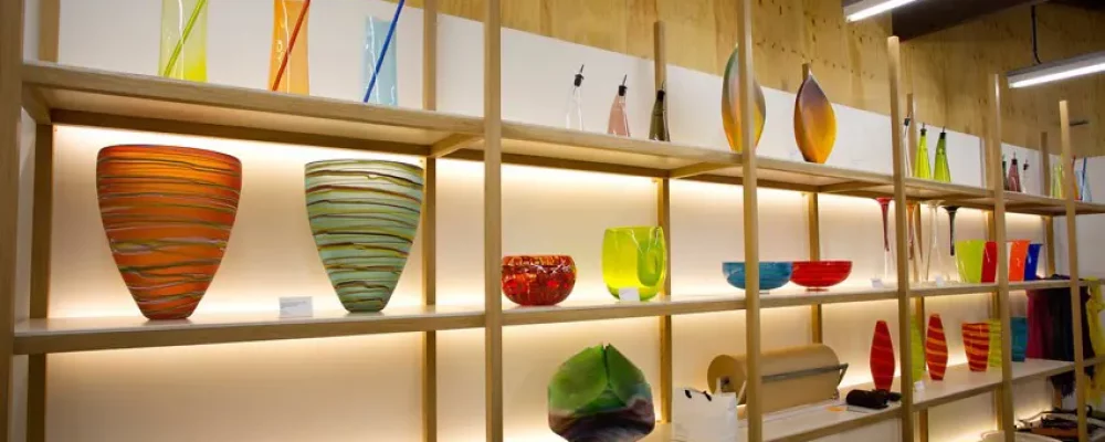 Glasswork on display at the Jam Factory